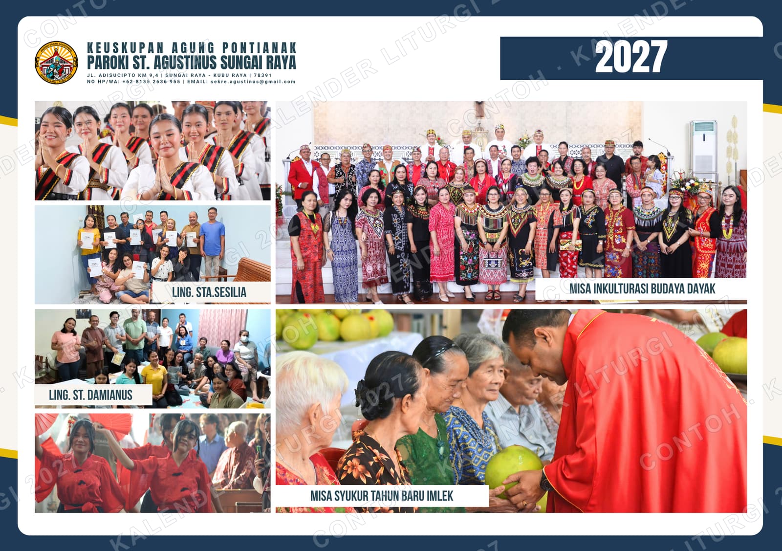 Halaman foto Kalender Meja: Misa Inkulturasi Budaya Dayak, Misa Syukur Tahun Baru Imlek, dan kegiatan lingkungan